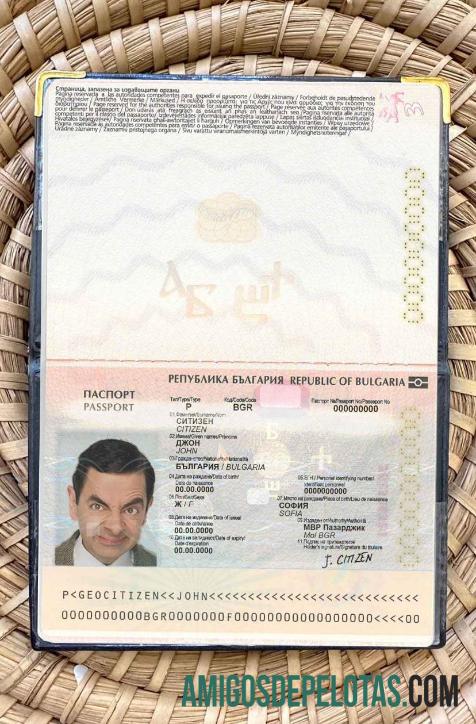 Foto do passaporte da Bulgária exemplo real